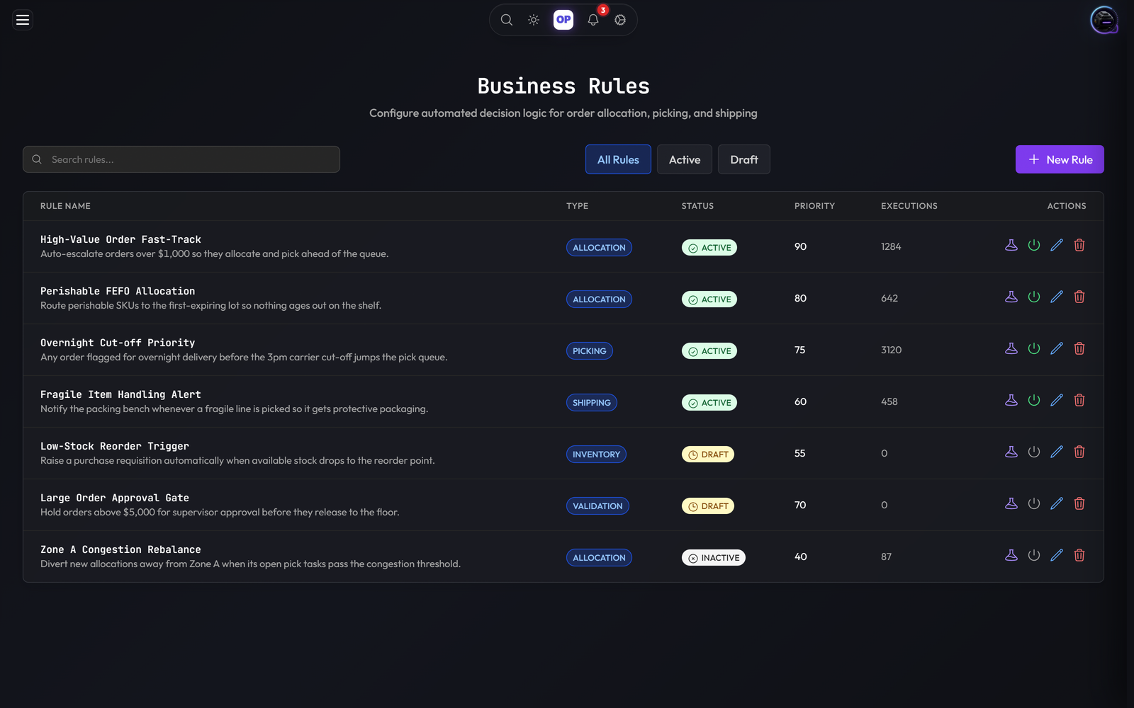 Business Rules Engine module, OpsUI product screenshot
