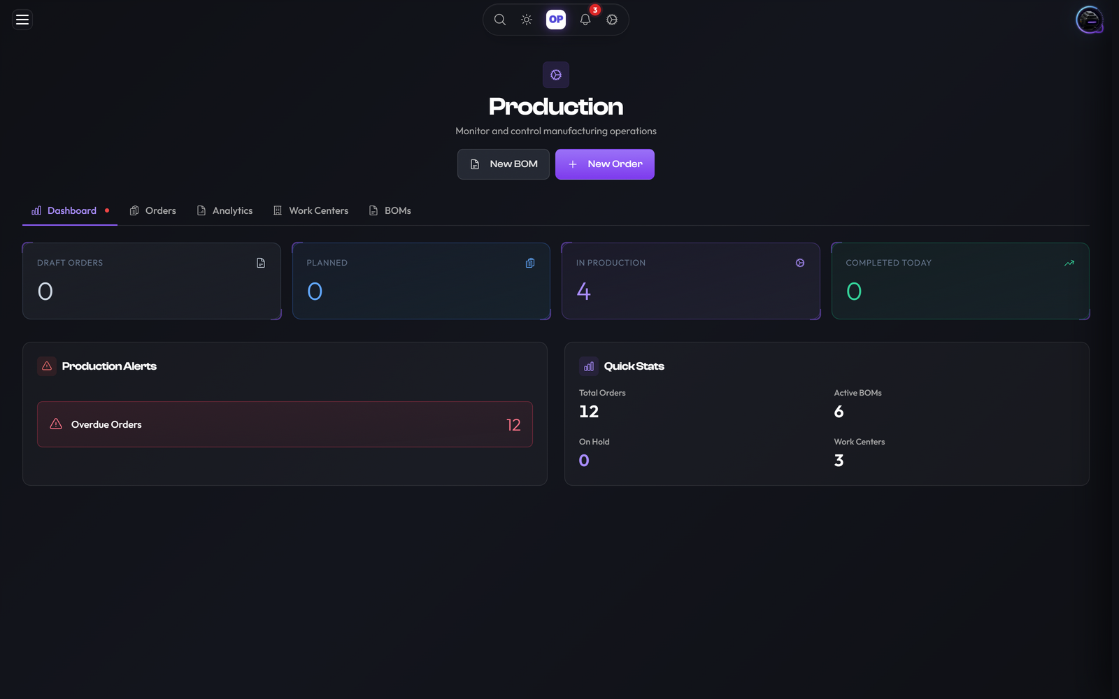 Production/Manufacturing module, OpsUI product screenshot